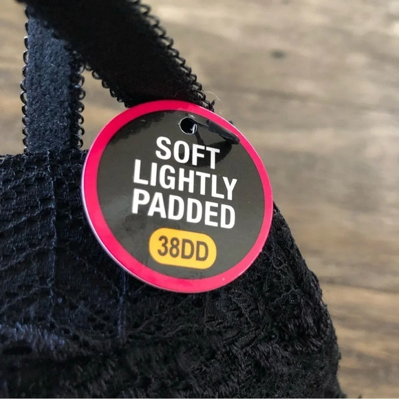 NWT Rene Rofe Size 38DD Black Lace Underwire Bra Soft Lightly Padded B27071XH2 - Picture 4 of 5